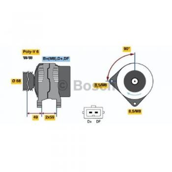 Alternador Bosch 0986040270 115A 14V para Volvo V70 I, 850 Break, XC70 I Cross Country