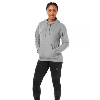 Sudadera Asics Oth Hoodie Logo Grande Gris Mujer