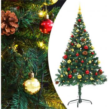 vidaXL Artificial Pre-lit Christmas Tree with Baubles Green 150 cm