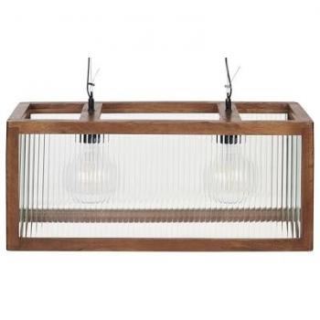 Lámpara de Techo Colgante de Madera de Mango Natural Hecha a Mano Estilo Boho Industrial 151 cm