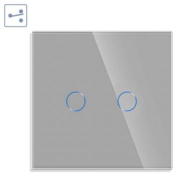 Conmutador táctil doble KOOB frontal cristal gris