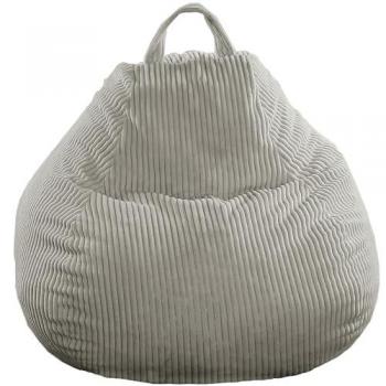 Puf Pera de Pana Gris Claro 120 x 100 cm - Puff Salón Suave y Cómodo, Funda Lavable, Relleno Incluido, Ideal para Niños y Gamer
