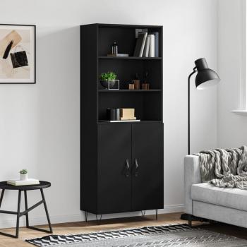 Aparador alto vidaXL de madera contrachapada negro 69,5x34x180 cm