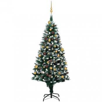vidaXL Artificial Pre-lit Christmas Tree with Ball Set & Pinecones 180 cm
