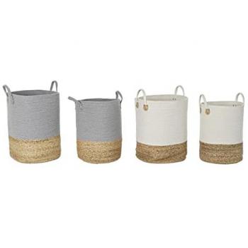 Juego de Cestas DKD Home Decor 40 x 40 x 52 cm Fibra natural Boho (2 Unidades)