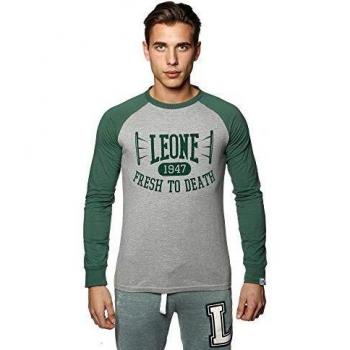 Leone - Camiseta de Manga Larga para Hombre - Melange Gris Medio