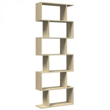 Librería divisora 6 niveles madera roble Sonoma 70x24x193 cm, estantes de partición en tablero de partículas