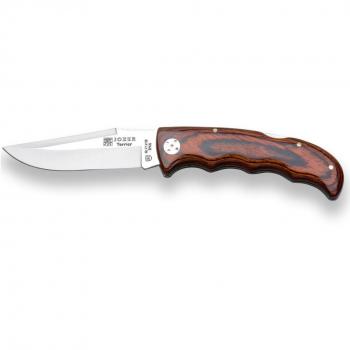 Navaja de caza Joker Terrier NR18 con mango de madera roja Stamina y hoja de 9 cm MOVA, ideal para pesca, caza, camping y senderismo