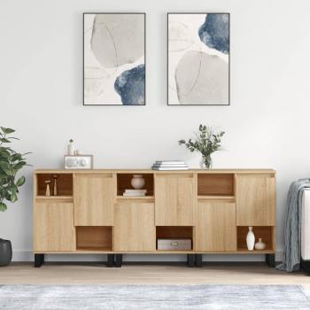 Aparadores 3 uds madera contrachapada color roble sonoma Marrón Mueble de Almacenaje de Salón, Buffet para salón, Armario Auxiliar, Armario de Almacenamiento