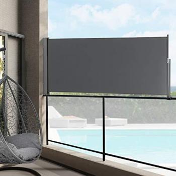 Toldo Lateral Exterior Mulhacén 120 x 300 cm Gris - Protección contra Viento, Sol y Visibilidad