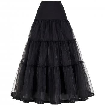 GRACE KARIN Mujeres Enaguas Largas Rockabilly Pin Up para Bodas Damas Negro L