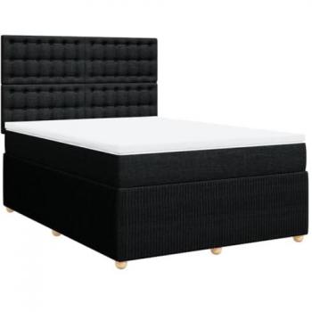 Cama box spring con colchón de muelles en tela negra 140x200 cm