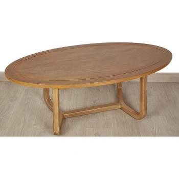 Mesa baja ovalada de madera de teca, 120 x 45 x 60 cm, color natural