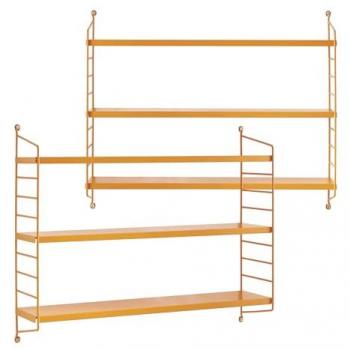 Juego de 2 estanterías de pared Strängnäs acero naranja 50x60x15 cm, 3 niveles regulables