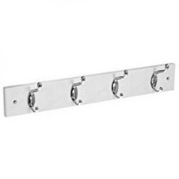 Perchero de Madera y Metal Blanco con 4 Ganchos - 42 x 7 x 6,5 cm