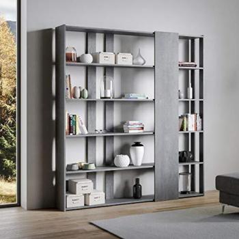 Librería Moderna Kato D de Cemento con 6 Estantes y 2 Lados - 178x204 cm