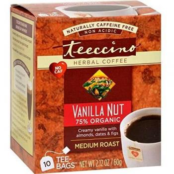 Teeccino Herbal Coffee Alternative Tee-Bag, Vanilla Nut, 10 Count