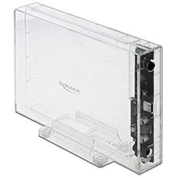 Carcasa Externa Transparente para HDD SATA de 3.5 con USB Type-C y Soporte, Sin Herramientas