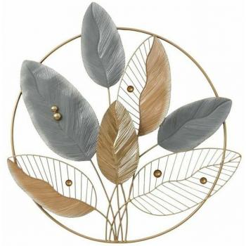 Decoración de Pared DKD Home Decor Metal Multicolor Moderno Enmarcada Hoja de planta (83,8 x 5,7 x 87,6 cm)