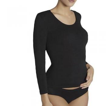 Camiseta Básica de Manga Larga Negra para Mujer Ysabel Mora