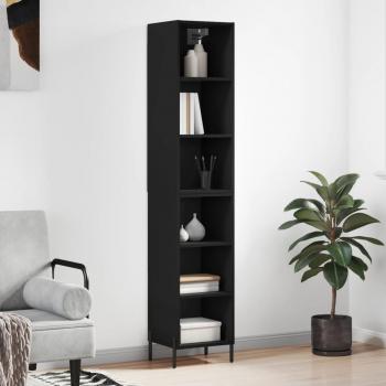 Aparador alto de madera contrachapada negro 34,5x32,5x180 cm vidaXL