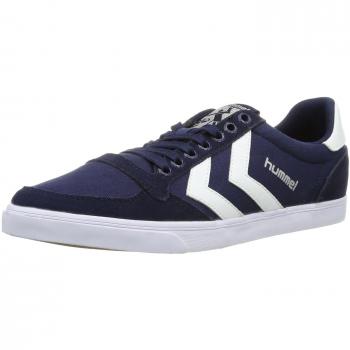 Hummel Unisex Slimmer Stadil Low Sneaker, Blue Dress Blue White, 7.5 UK