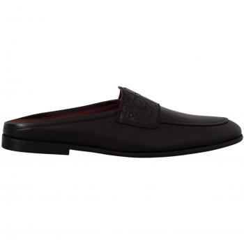 Dolce & Gabbana Black Leather Caiman Sandals Slides Slip Shoes - EU39/US6