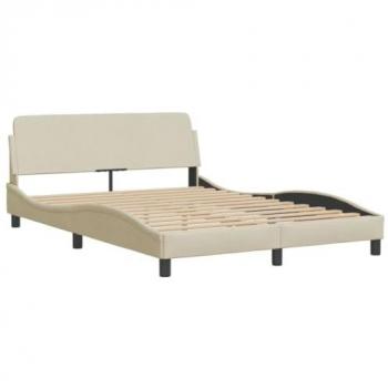 Cama con cabecero de tela color crema 140x190 cm sin colchón vidaXL
