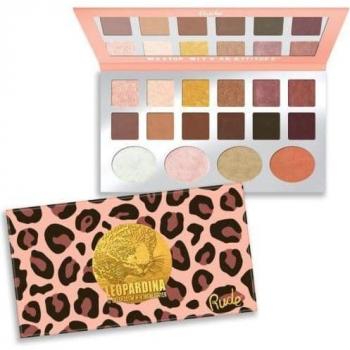 Paleta de Sombras y Iluminadores RUDE Leopardina - 12 Sombras + 4 Iluminadores