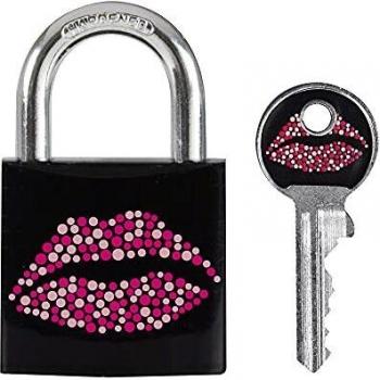 Master Lock 3430EURDKISS Candado a Llaves Con Estampado de Beso, Labios, 5,3 x 3 x 1,5 cm