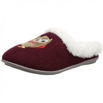 Lotus Beka - pantuflas con forro cálido de fieltro mujer, color rojo, talla 39 1/3