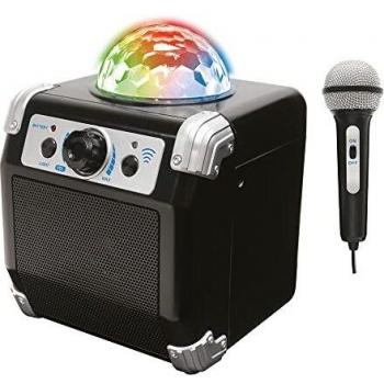 DEQUBE-Sistema inalámbrico Karaoke con conexión Bluetooth-Batería Recargable-Incorpora Bola de Luces