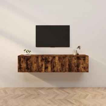 Mueble TV de pared 3 piezas Smoke Oak 57x34,5x40 cm