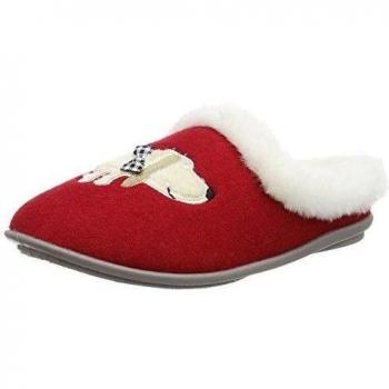 Lotus Mia - pantuflas con forro cálido de fieltro mujer, color rojo, talla 39 1/3