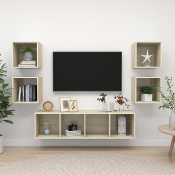 vidaXL Juego de muebles de salón 5 piezas madera ingeniería