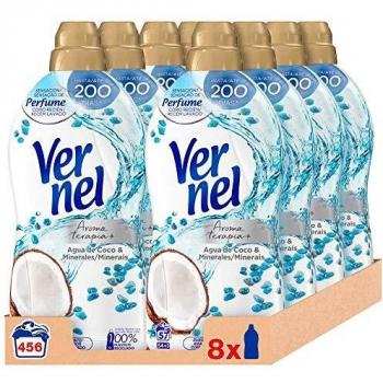 Vernel Suavizante Concentrado para la Ropa Aromaterapia Agua de Coco & Minerals - Juego de 8 unidadesx57D, Total 456 Lavados