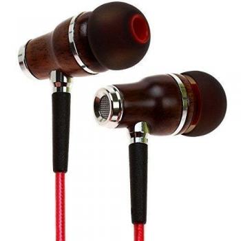 Auriculares Symphonized NRG 2.0 con cancelación de ruido, cable resistente, micrófono y construcción de madera rosso