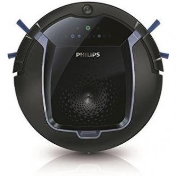 Philips Robot Aspirador FC8810/01 FC8810/01-Robot SmartPro Active, Sistema de Limpieza de 3 Fases Tiempo de Funcionamiento de 90 Minutos, Paño de fácil Montaje, 0.7 W, 58.3 Decibeles, Negro y Titanio