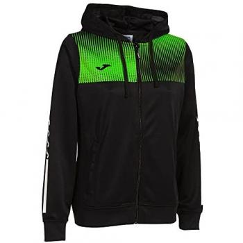 Chaqueta con capucha mujer eco supernova negro verde flúor