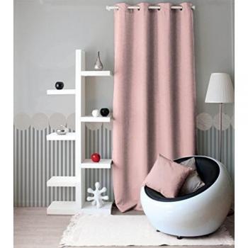 Cortina Unicolor con Ojetes Rosa Viejo 140 x 240 cm - Opaca - Sintética - Rectangular