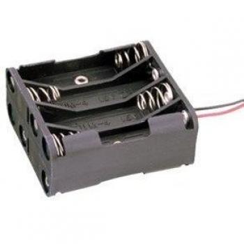 Portapilas Negro con Hilo, Capacidad para 8 Pilas de 1.5V, Electro Dh 33.065/8