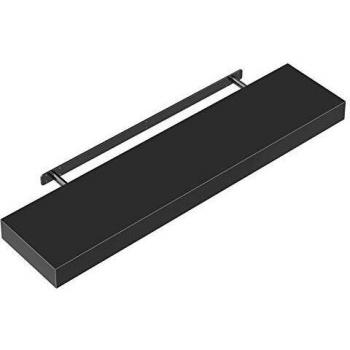 Estante flotante negro de 90 cm con soporte, MDF robusto, capacidad máxima 15 kg