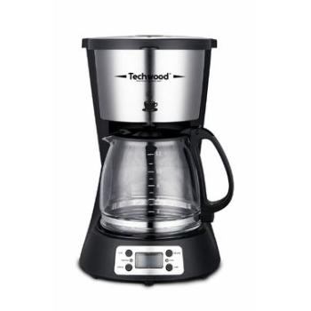 Cafetera Programable Techwood TCA-1296 1,5 L 1000 W Filtro Permanente Lavable Negro y Plateado 10/12 Tazas
