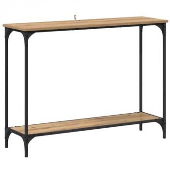 Mesa Consola Roble Artesanal con Estante 101 x 30.5 x 75 cm Madera Ingenierizada