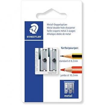 Staedtler 510 20 BKDST Afilalápiz Doble de Acero Inoxidable, Blíster con 1 Sacapuntas de Metal