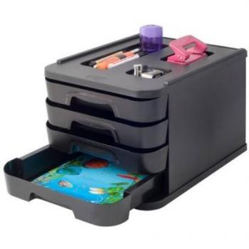Mueble 4 cajones montado color negro plástico reciclado y reciclable Faibo 1000MR2