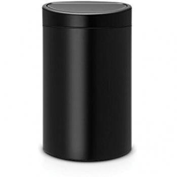 Brabantia Touch Bin Cubo de Basura, 40 litros, Acero Inoxidable, Negro