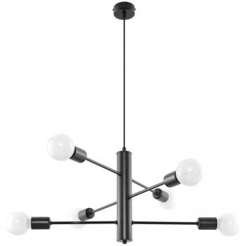 Lámpara Suspendida Duomo 6 E27 Acero Negro Plafón con 6 Focos LEDBOX