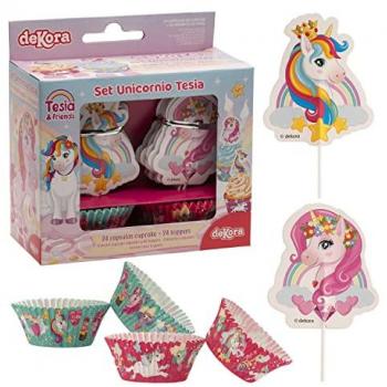 Cápsulas de Papel para Cupcakes Unicornio con Toppers - Pack de 24, Multicolor y de Primera Calidad