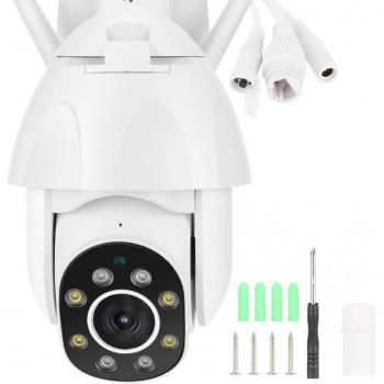 Cámara Domo Inalámbrica WiFi 1080P Impermeable para Exteriores con 8 Luces y Sistema de Vigilancia, Protección para el Hogar 110-240V